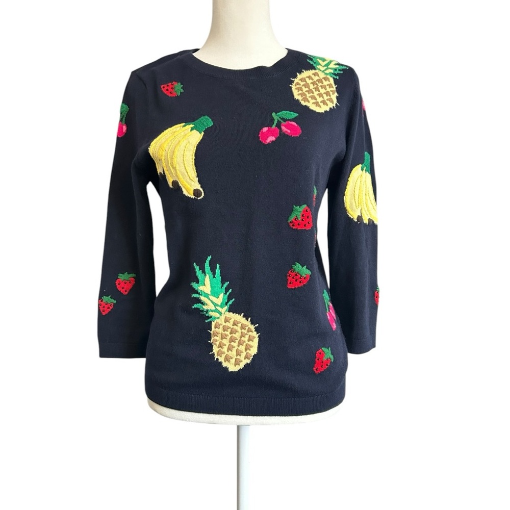 stunning vintage talbots fruit embroidered sweater